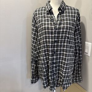 Lands End Mens Traditional Fit Plaid Button Down Long Sleeve Shirt XL